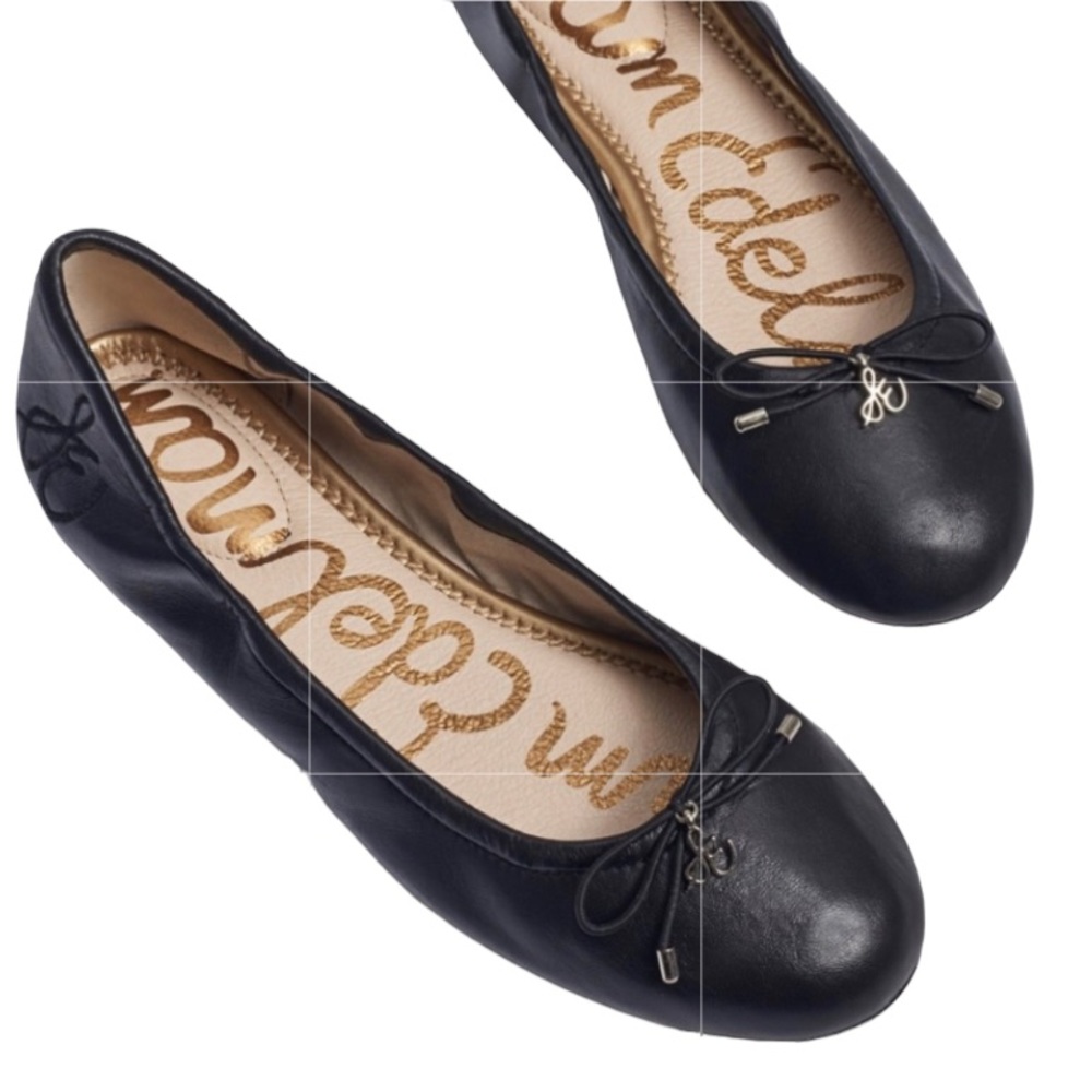 Sam Edelman FELICIA BALLET FLAT black leather padded, slip on shoe - Size 8